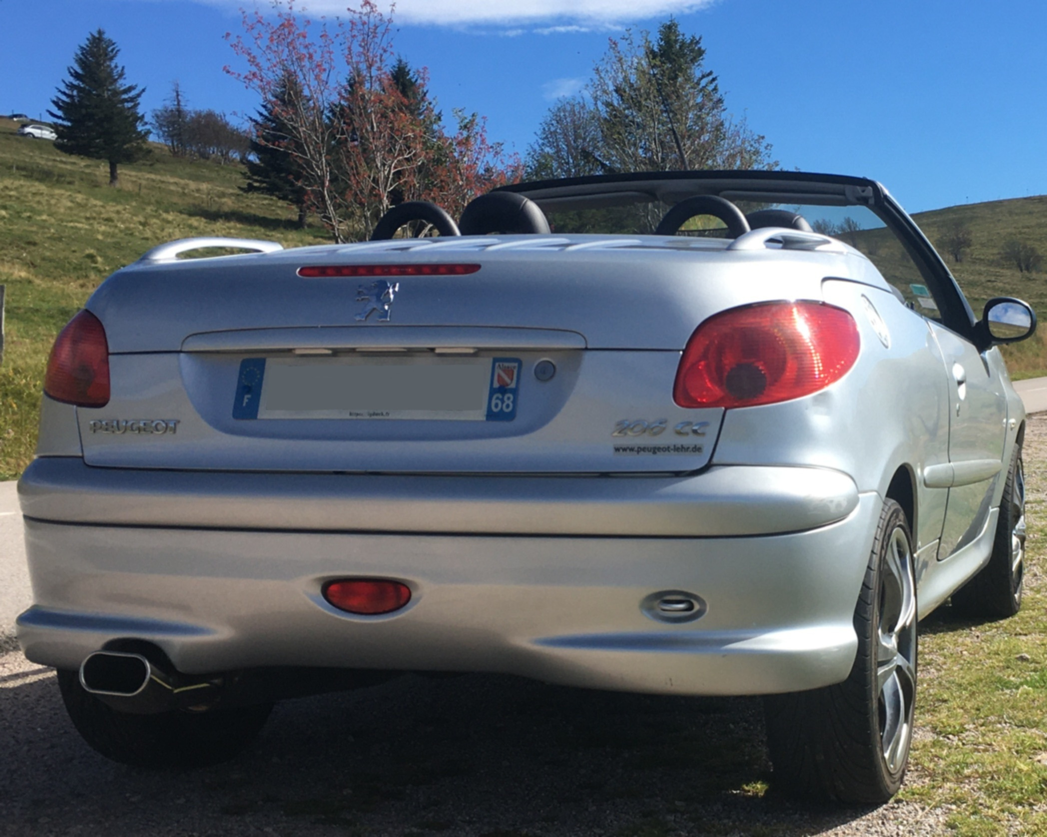 206 CC 2006 - Toit ouvert, vue 3/4 arrière gauche